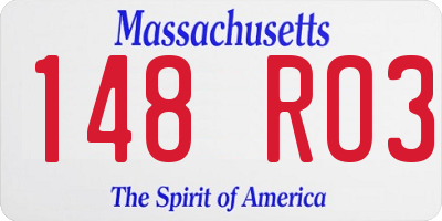 MA license plate 148RO3