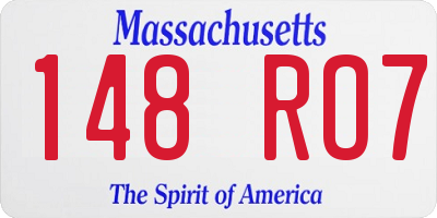 MA license plate 148RO7