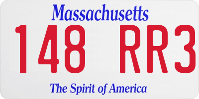 MA license plate 148RR3