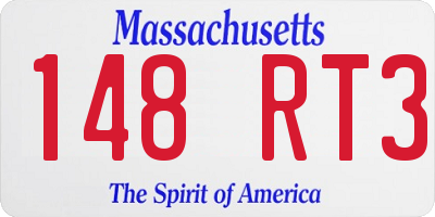 MA license plate 148RT3