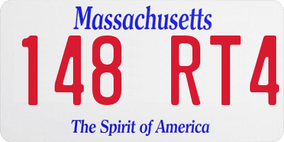 MA license plate 148RT4