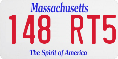MA license plate 148RT5