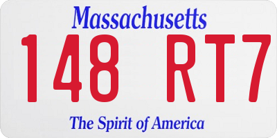 MA license plate 148RT7