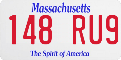 MA license plate 148RU9