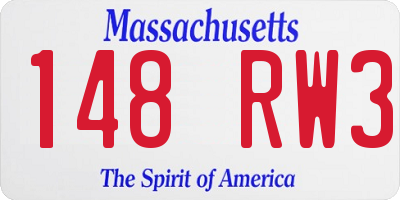 MA license plate 148RW3