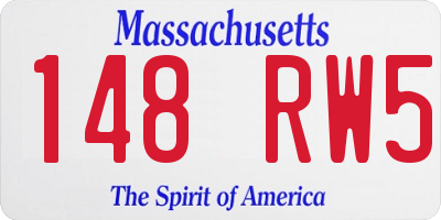 MA license plate 148RW5