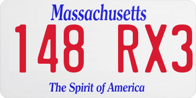 MA license plate 148RX3