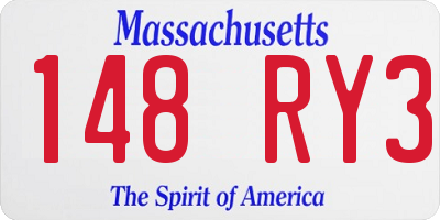 MA license plate 148RY3