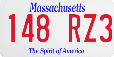 MA license plate 148RZ3