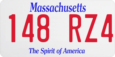 MA license plate 148RZ4