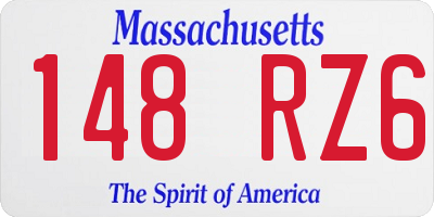 MA license plate 148RZ6