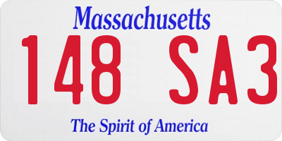 MA license plate 148SA3