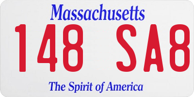 MA license plate 148SA8