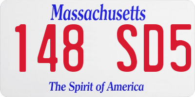 MA license plate 148SD5