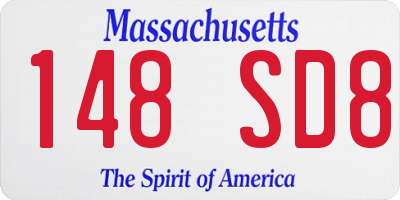MA license plate 148SD8