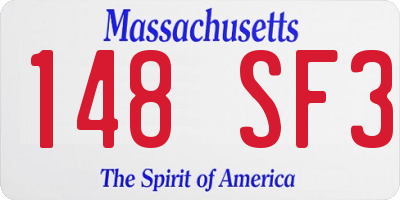 MA license plate 148SF3