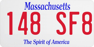 MA license plate 148SF8