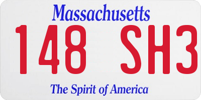 MA license plate 148SH3