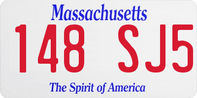 MA license plate 148SJ5