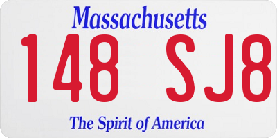 MA license plate 148SJ8