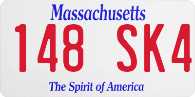 MA license plate 148SK4