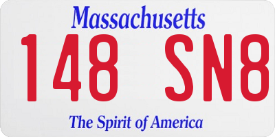 MA license plate 148SN8