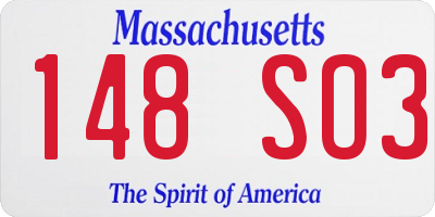 MA license plate 148SO3