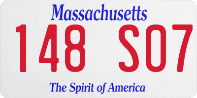 MA license plate 148SO7