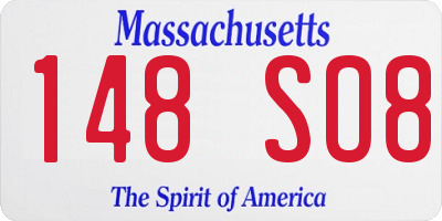 MA license plate 148SO8