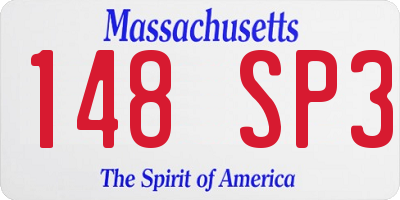 MA license plate 148SP3