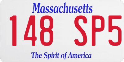 MA license plate 148SP5