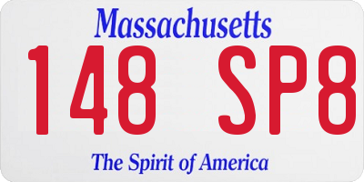 MA license plate 148SP8