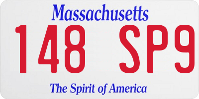 MA license plate 148SP9
