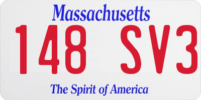 MA license plate 148SV3