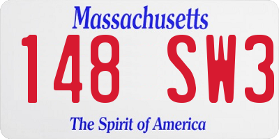 MA license plate 148SW3