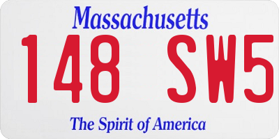 MA license plate 148SW5