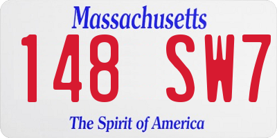 MA license plate 148SW7
