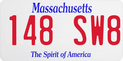 MA license plate 148SW8