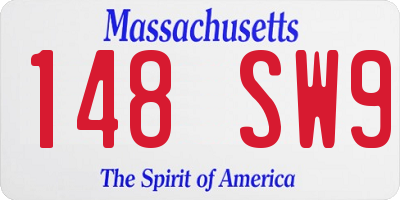 MA license plate 148SW9