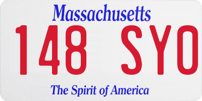 MA license plate 148SY0