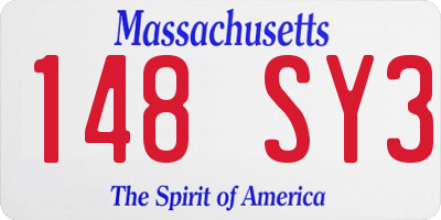 MA license plate 148SY3