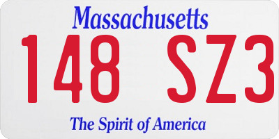 MA license plate 148SZ3