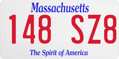 MA license plate 148SZ8