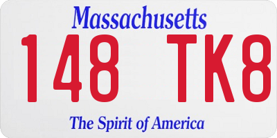 MA license plate 148TK8