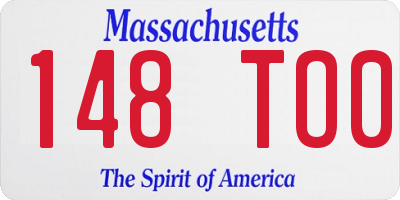 MA license plate 148TO0