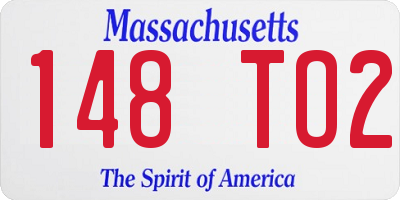 MA license plate 148TO2