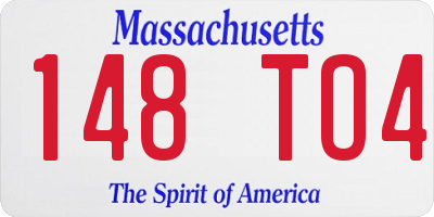 MA license plate 148TO4