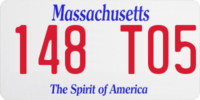 MA license plate 148TO5
