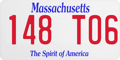 MA license plate 148TO6
