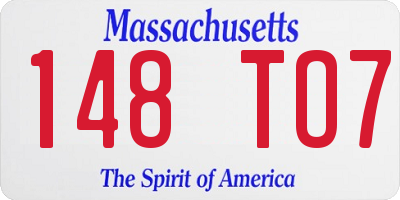 MA license plate 148TO7